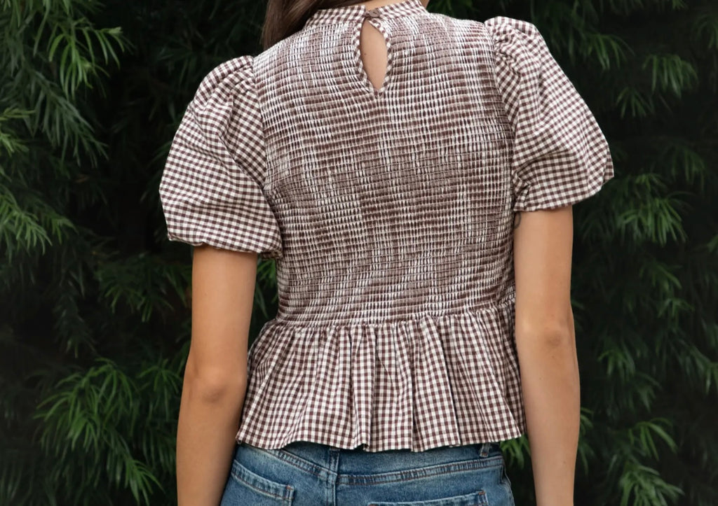 Brown Sugar Gingham Peplum Top
