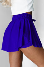 Dark Blue Drawstring High Waist Lined Tennis Skort