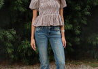 Brown Sugar Gingham Peplum Top