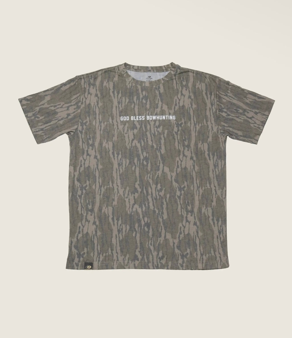 God Bless Bow Hunting Bottomland Camo Tee