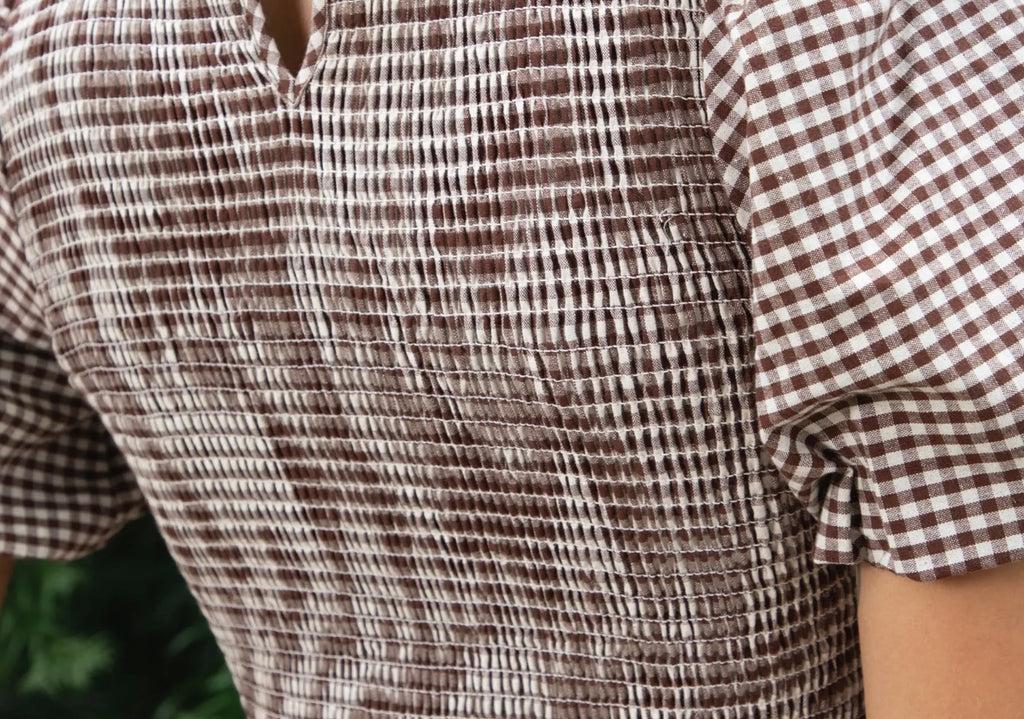 Brown Sugar Gingham Peplum Top