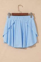 Sky Blue Drawstring High Waist Lined Tennis Skort