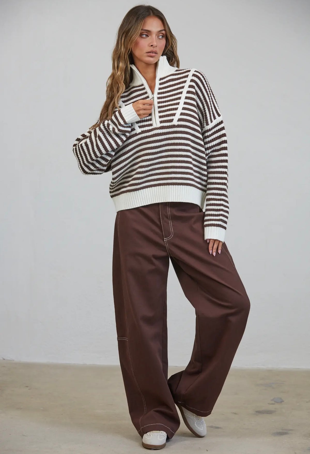 The Hampton Stripe Half-Zip Sweater