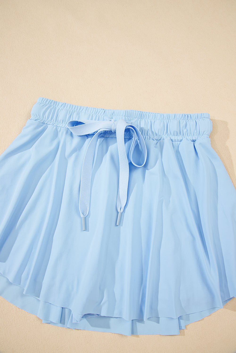 Sky Blue Drawstring High Waist Lined Tennis Skort
