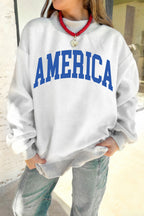 Light Grey Mock Neck Reversible USA/America Graphic Sweatshirt