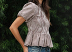 Brown Sugar Gingham Peplum Top