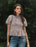 Brown Sugar Gingham Peplum Top