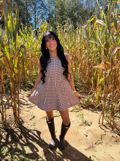 Mocha Meadow Gingham Romper