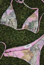 Pink magnolia camo bikini set