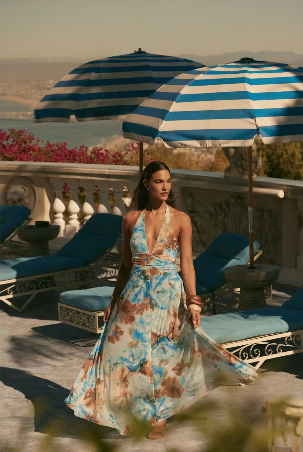 Azure Bloom Maxi Dress