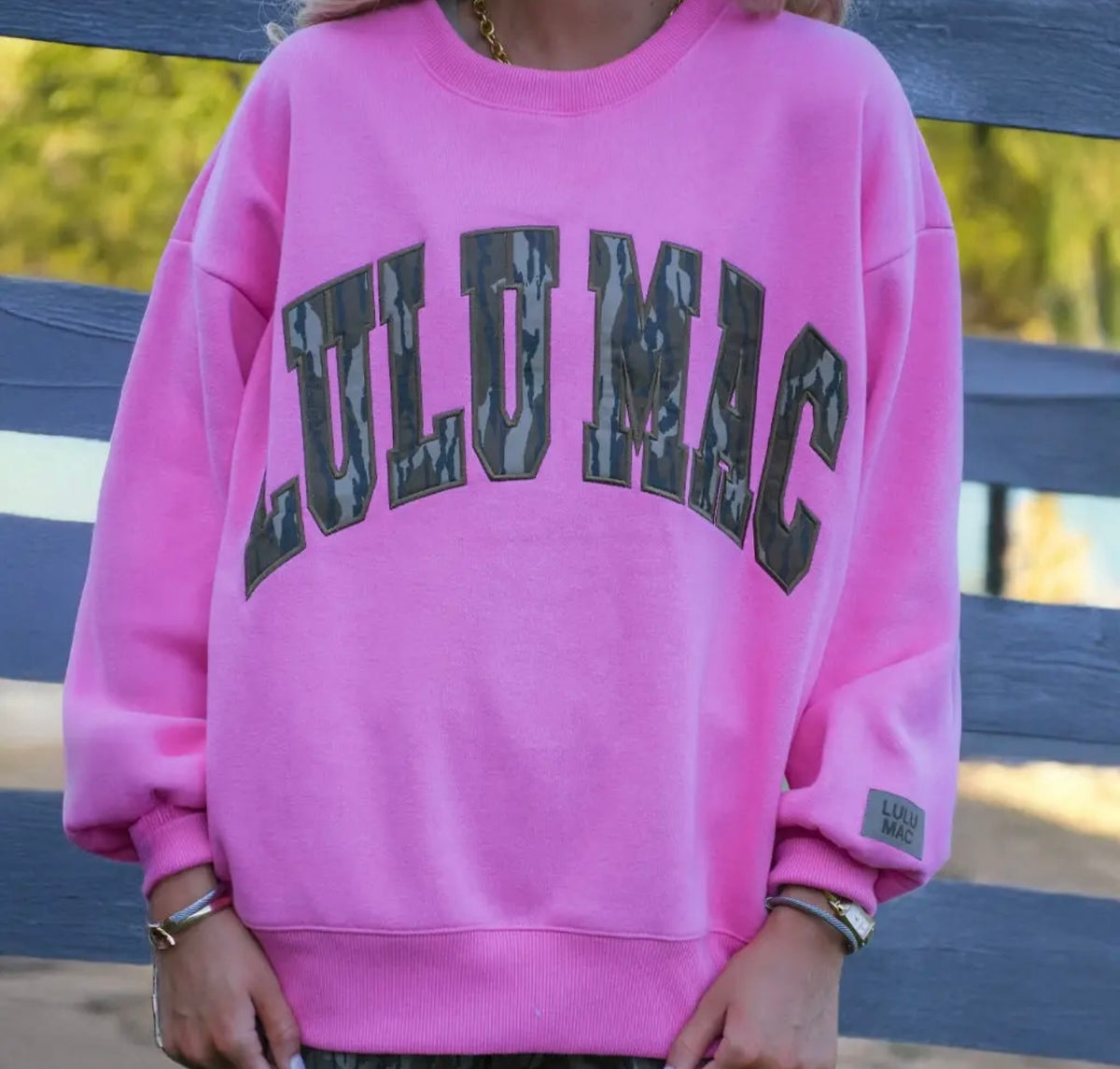 Lulu Mac Bubblegum Pink Mossy Oak Camo Crewneck