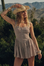 Brown Sugar Gingham Romper