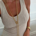 Long Gold Lariat Necklace