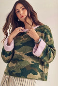 Pink And Camo Long Sleeve Sweater
