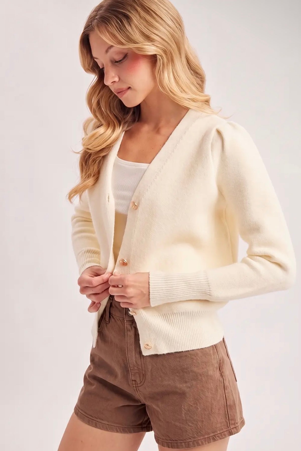 Sweetheart Button Cardigan