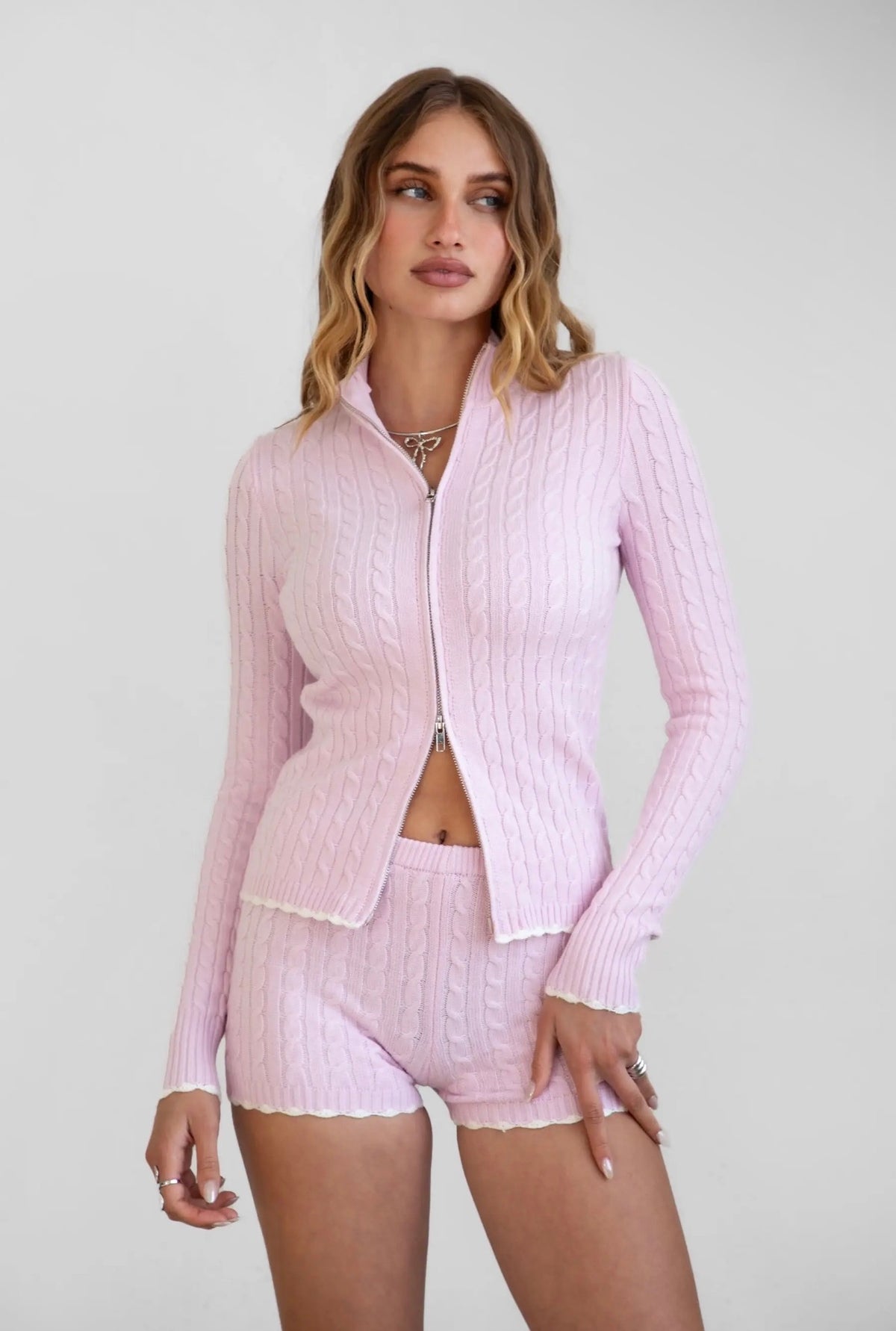 Blushing Belle Cable Knit Lounge Set