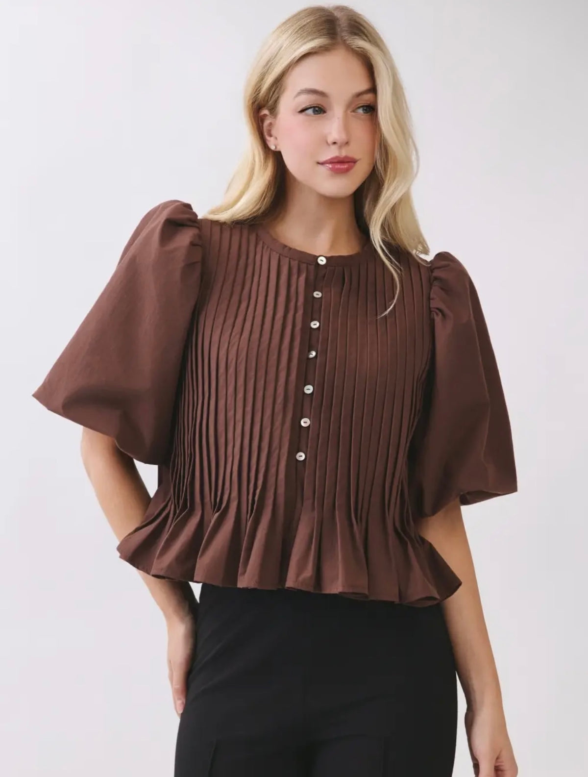The Sutton Pleated Peplum Top