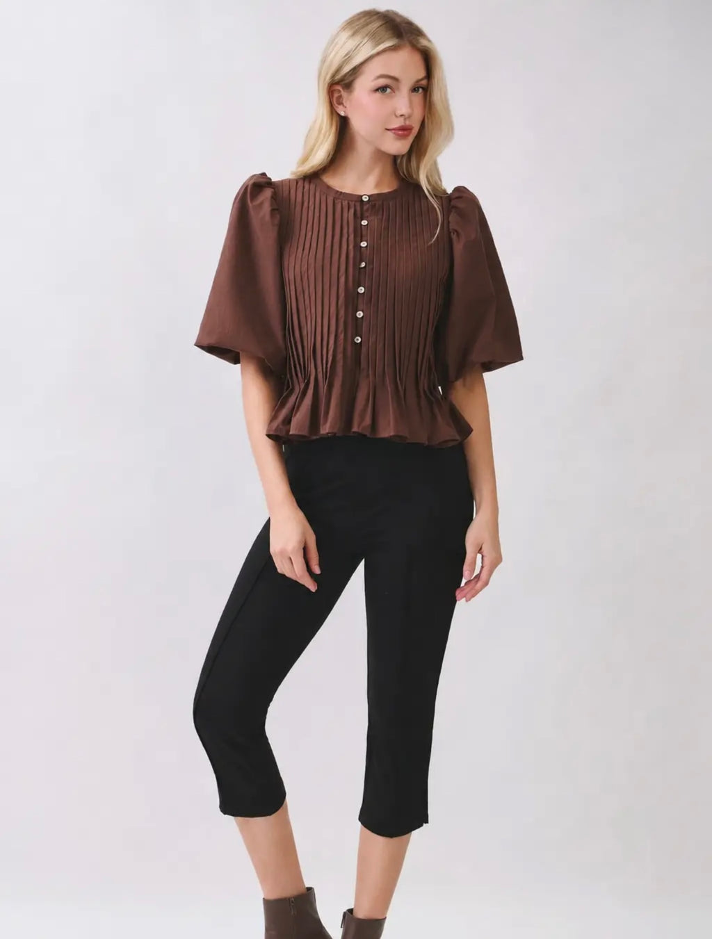 The Sutton Pleated Peplum Top