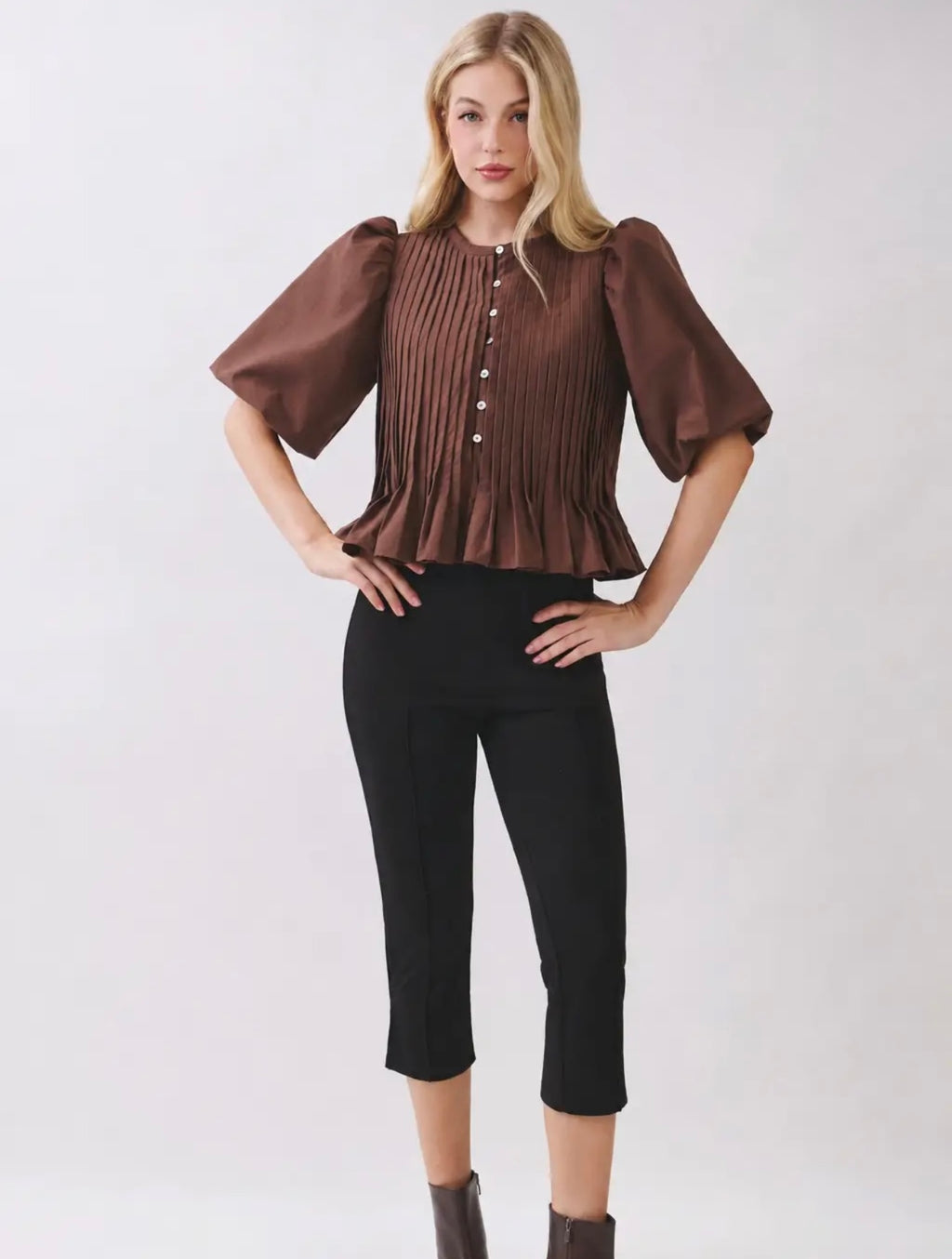 The Sutton Pleated Peplum Top