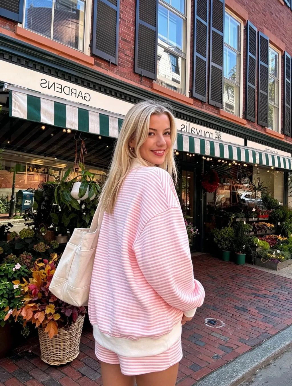 Pink & White Striped Pullover