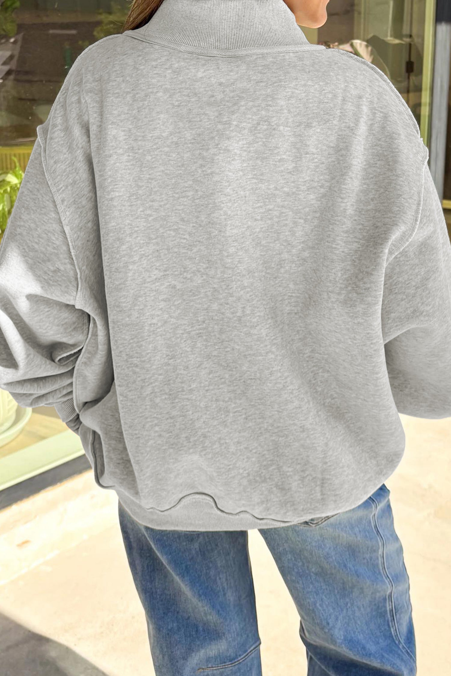 Light Grey Mock Neck Reversible USA/America Graphic Sweatshirt