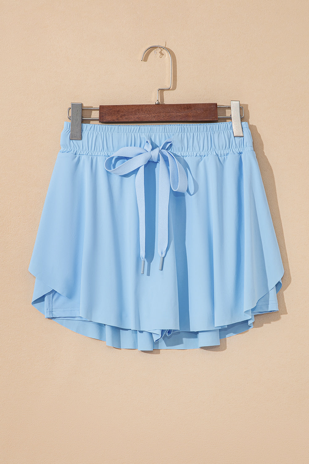Sky Blue Drawstring High Waist Lined Tennis Skort