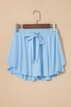 Sky Blue Drawstring High Waist Lined Tennis Skort