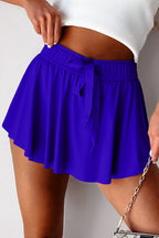 Dark Blue Drawstring High Waist Lined Tennis Skort